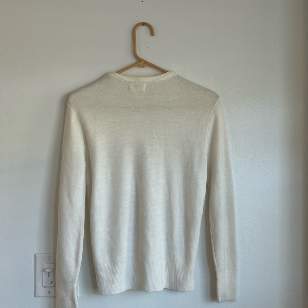 50s/60s Cream Beaded Cottagecore Cardigan Sweater Vintage Embellished - Picture 3 of 7